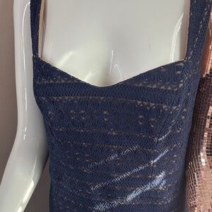 Navy Lace Sleeveless Dress